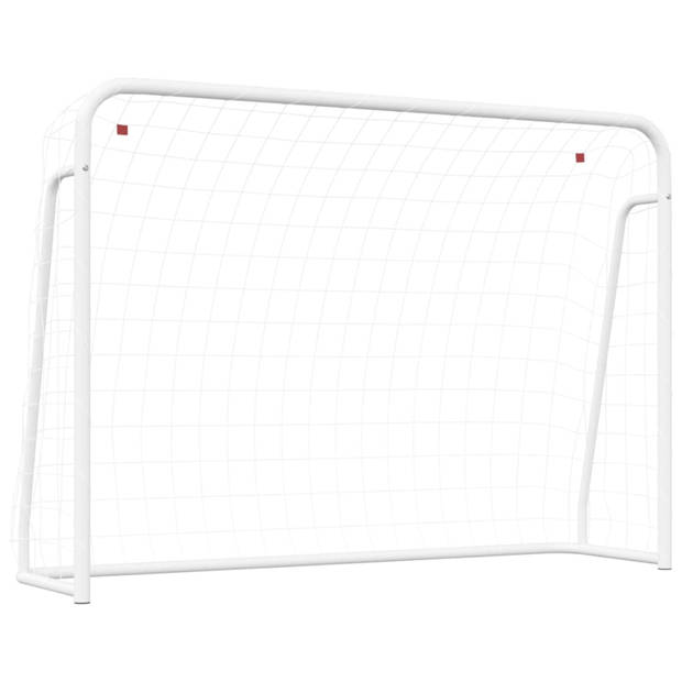 vidaXL Voetbaldoel met net 214x75x152 cm staal en polyester wit