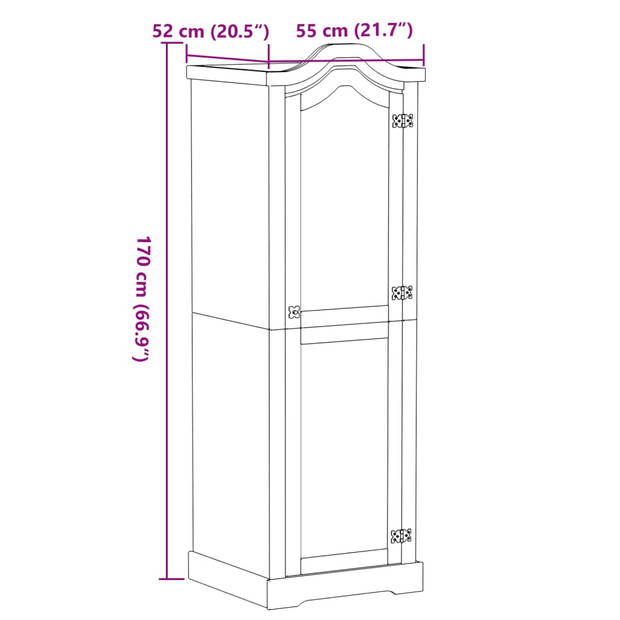 vidaXL Kledingkast Corona 55x52x170 cm massief grenenhout