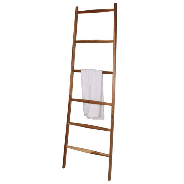 Bathroom Solutions Handdoekenrek ladder met 6 stangen hout naturel