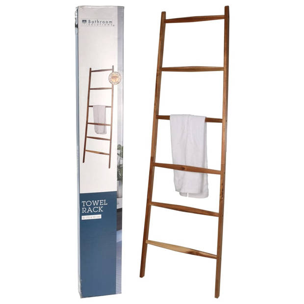 Bathroom Solutions Handdoekenrek ladder met 6 stangen hout naturel