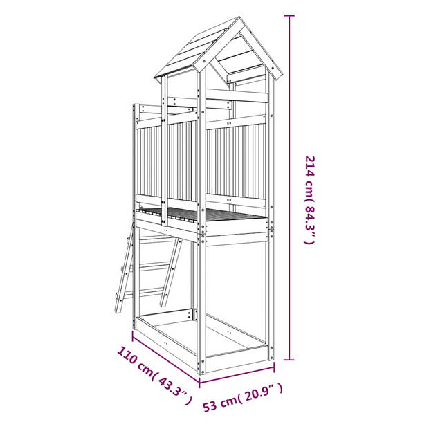 vidaXL Speelhuis 53x110x214 cm massief grenenhout