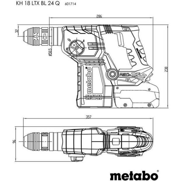 Accu-klopboormachine - METABO - KH 18 LTX BL 24 Q - 18 V - MetaBOX 165 L