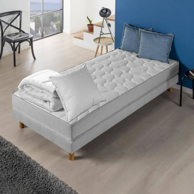 Matraspakket 90x190 cm + dekbed + kussen - 330 pocketveren - 5 comfortzones - 19 cm - Stevig - DEKO DREAM Springmax