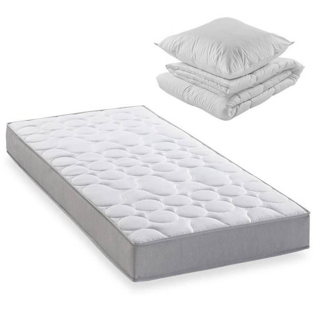 Matraspakket 90x190 cm + dekbed + kussen - 330 pocketveren - 5 comfortzones - 19 cm - Stevig - DEKO DREAM Springmax