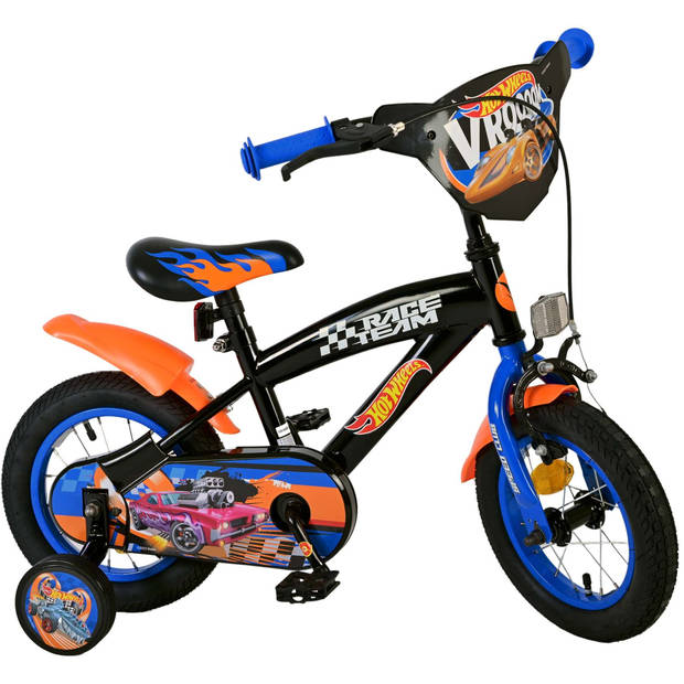 Mattel Jongensfiets Hot Wheels 12 Inch 21,5 cm Jongens Terugtraprem Zwart/Oranje