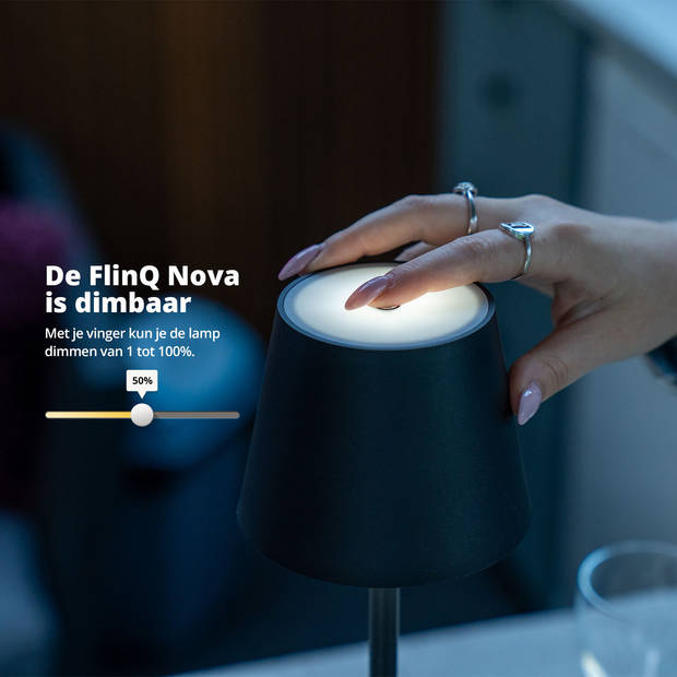 FlinQ Tafellamp Nova - Oplaadbaar - Dimbaar met geheugenstand - 3 lichtstanden - 38cm - Goud
