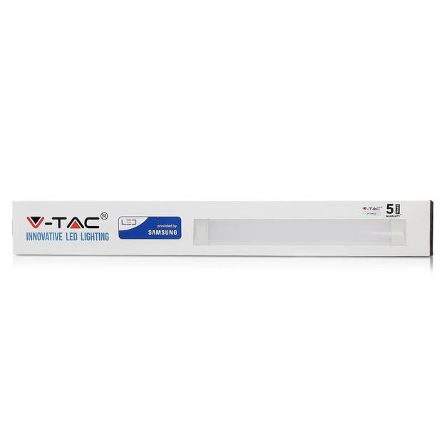 V-TAC VT-8-10 Witte LED TL-beslag - Prismatisch - Samsung - IP20 - 10W - 1000 Lumen - 3000K - 5 Jaar - 30CM - Modelnr: