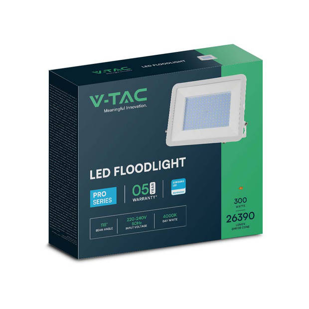 V-TAC VT-44300-W LED schijnwerpers - Samsung - IP65 - Witte behuizing - 300 watt - 26390 lumen - 4000K - 5 jaar