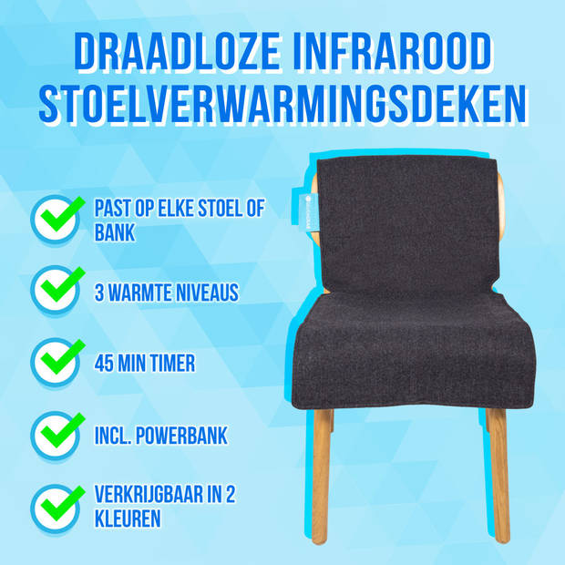 Draadloze Infrarood Stoelverwarming deken - Grijs