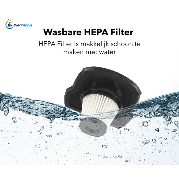 Cleanforce HEPA filter voor Kruimelzuiger Pro - Set van 2 Stuks - Wasbare HEPA filter