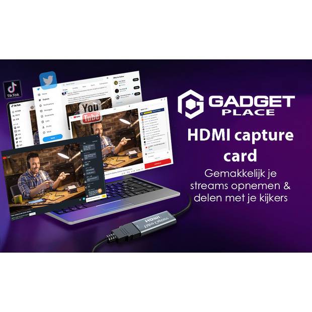 HDMI Capture Card USB-C Adapter - Video/Game Capture - HDMI naar USB - 1080P HD - Cam link - Video grabber - Streamen