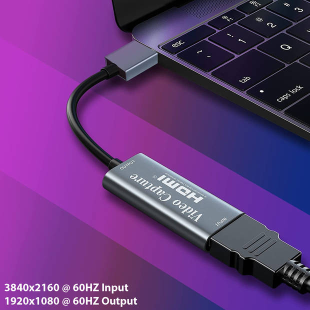 HDMI Capture Card USB-C Adapter - Video/Game Capture - HDMI naar USB - 1080P HD - Cam link - Video grabber - Streamen