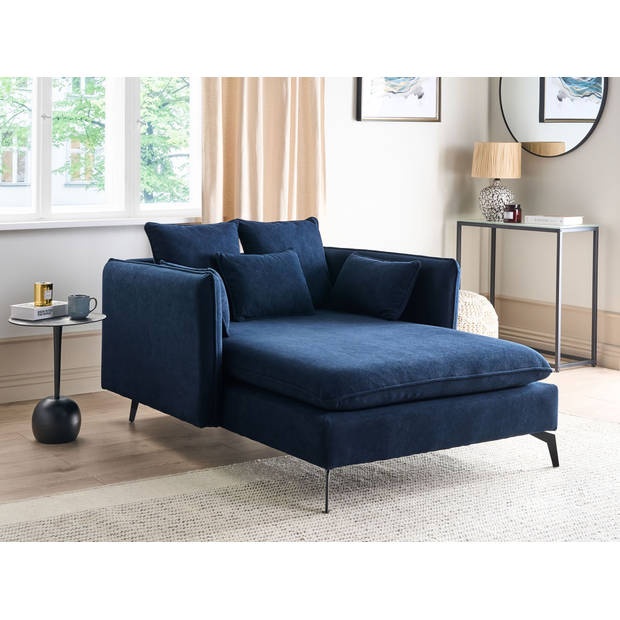 Beliani CHARMES - Chaise longue-Blauw-Polyester