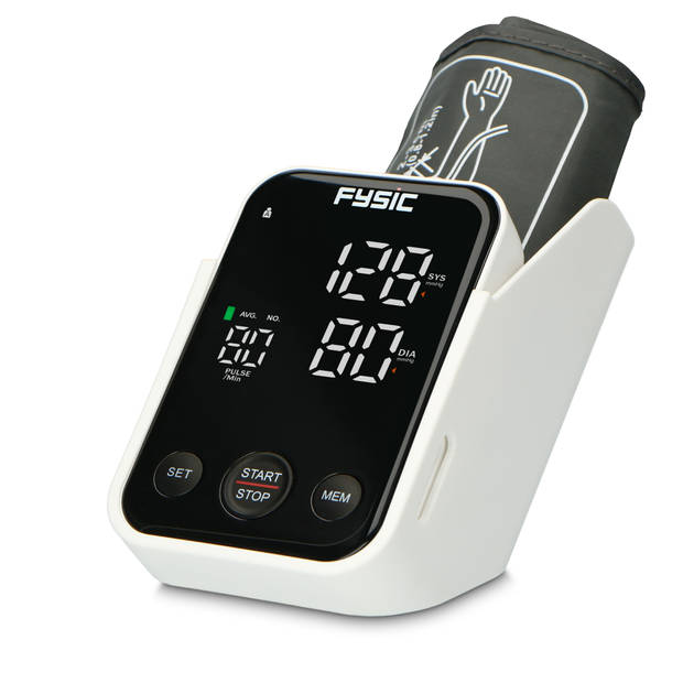 Bloeddrukmeter bovenarm met HD display Fysic Wit-Zwart