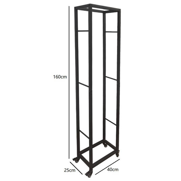 Haardhout brandhout opslag rek verrijdbaar - opslaan van hout - 40 cm x 160 cm hoog