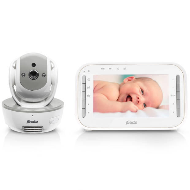 Babyfoon met camera en 4.3" kleurenscherm Alecto Wit-Grijs