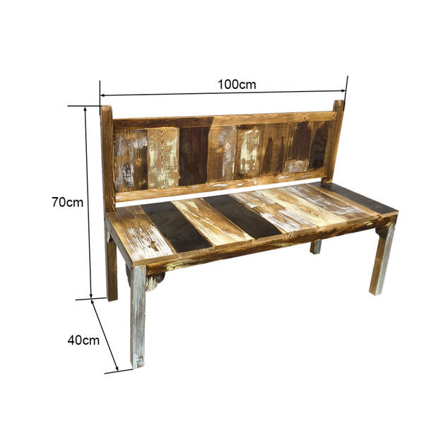 Kinderbankje tuin Scrapie gerecycled sloophout scrapwood design stijl 100 cm breed