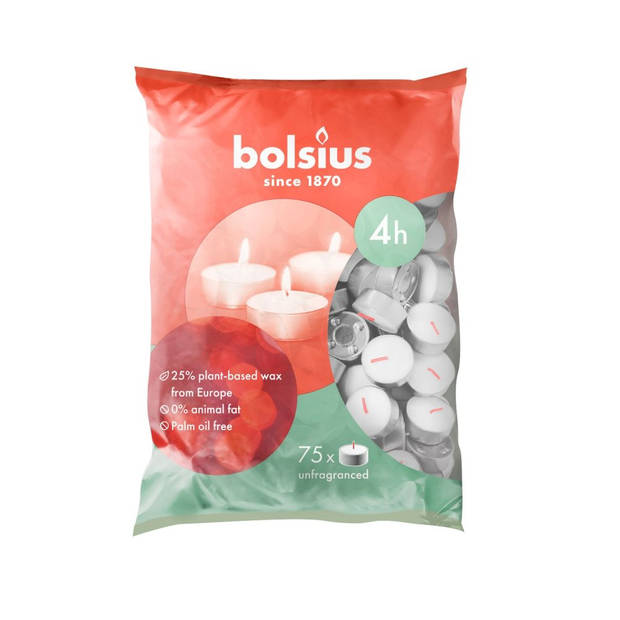 Bolsius - Theelicht wit 4u 75st zak