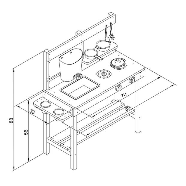 AXI Puck Speelkeuken van hout Houten speelkeukentje voor buiten Incl. 6 accessoires