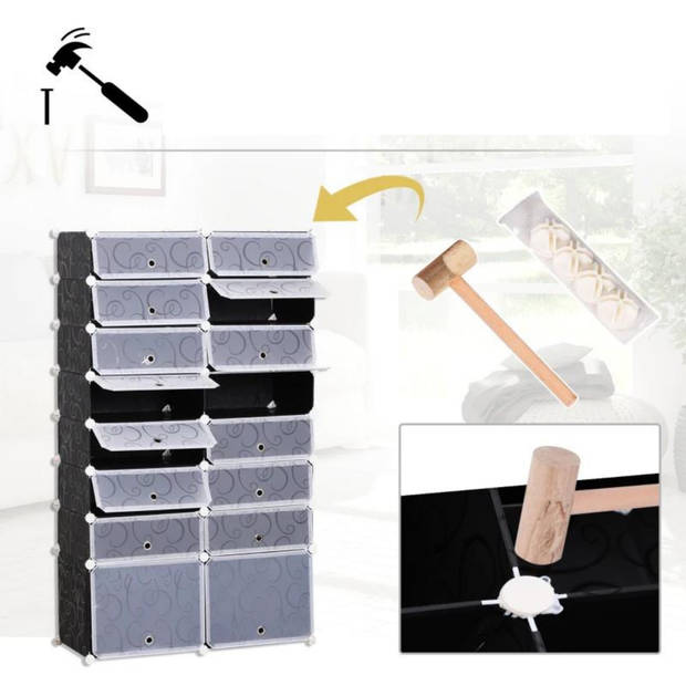 Kast - Kledingkast - Opbergkasten - Opbergrek - Organizer kleding/schoenen - 95 x 37 x 160 cm