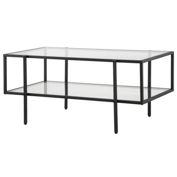 Salontafel met glazen blad - Tafel - Tafeltje - Bijzettafel - Zwart - 100 x 55 x 45,5 cm