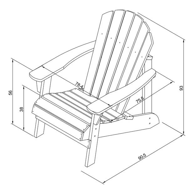 AXI Carmen Adirondackstoel van hout in goud geel Houten tuinstoel / loungestoel voor 1 persoon met armleuningen & hoge