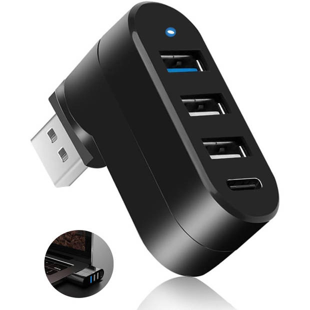 USB 3.0 Hub Splitter met 4 poorten - 5GBps - 3x USB-A & 1x USB-C - USB Switch