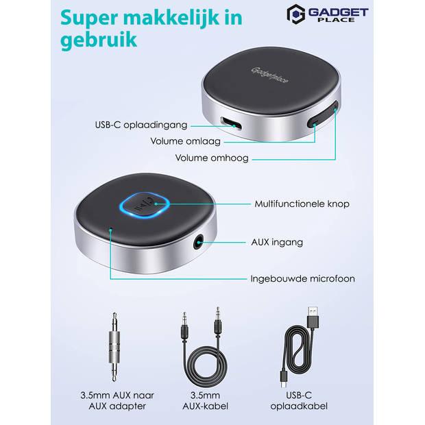 Bluetooth Receiver Incl. 3.5MM AUX - BT 5.0 - Bluetooth Ontvanger - Handsfree Bellen - Bluetooth Audio Receiver