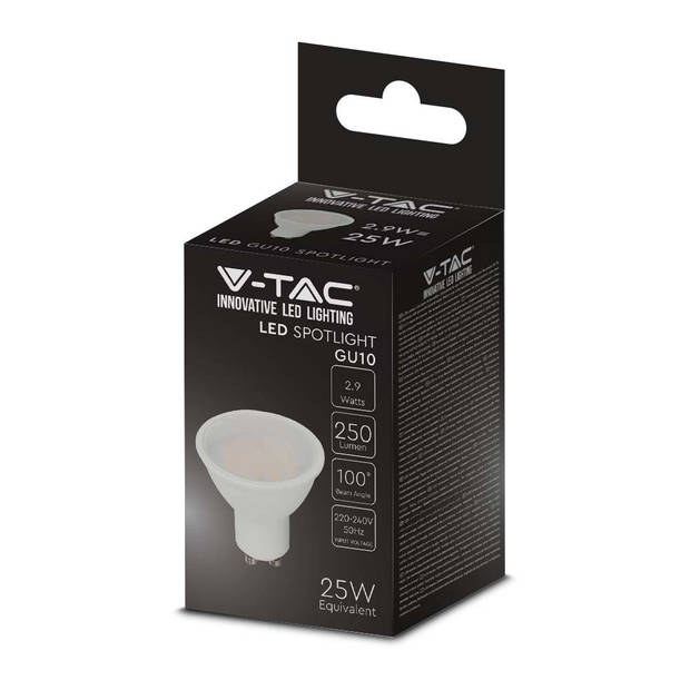 V-TAC VT-2333 LED Spots - GU10 Melkachtig 100° - IP20 - Wit - 2,9 Watt - 250 Lumen - 4000K