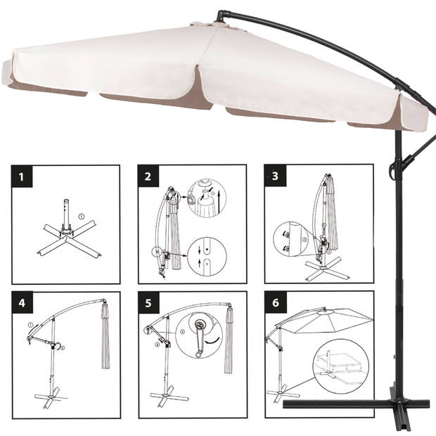 Springos Parasol Parasols Kantelbaar Met Ventilatie Ecru Ø300 cm