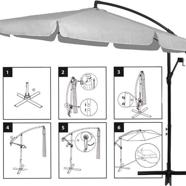 Springos Parasol Parasols Kantelbaar Met Ventilatie Lichtgrijs 290 cm