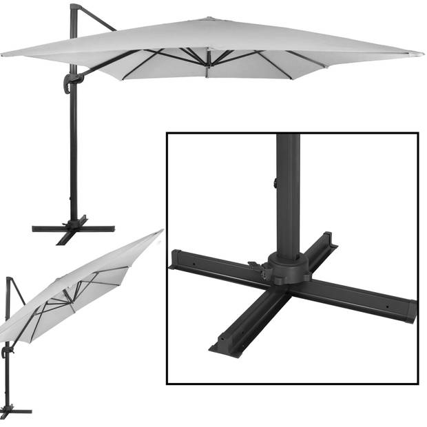 Springos Parasol Parasols Kantelbaar Met Ventilatie Lichtgrijs 290 x 390 cm