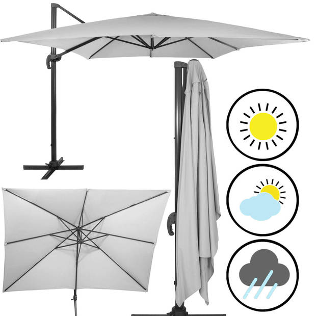 Springos Parasol Parasols Kantelbaar Met Ventilatie Lichtgrijs 290 x 390 cm