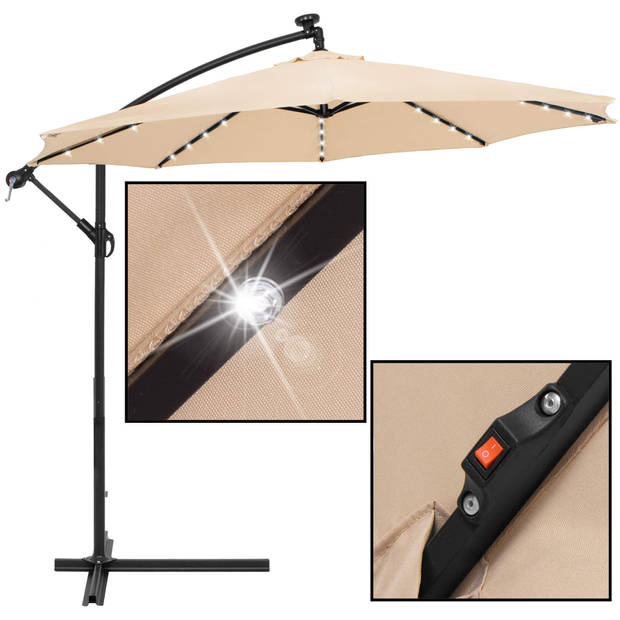 Springos Parasol LED Parasols Kantelbaar Met Ventilatie Ecru Ø300 cm