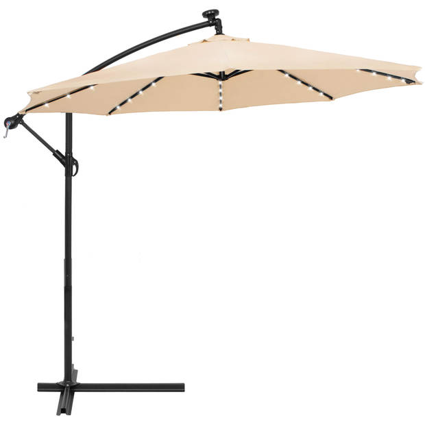 Springos Parasol LED Parasols Kantelbaar Met Ventilatie Ecru Ø300 cm