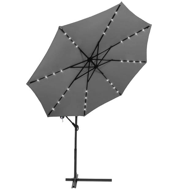 Springos Parasol LED Parasols Kantelbaar Met Ventilatie Grafiet Ø300 cm