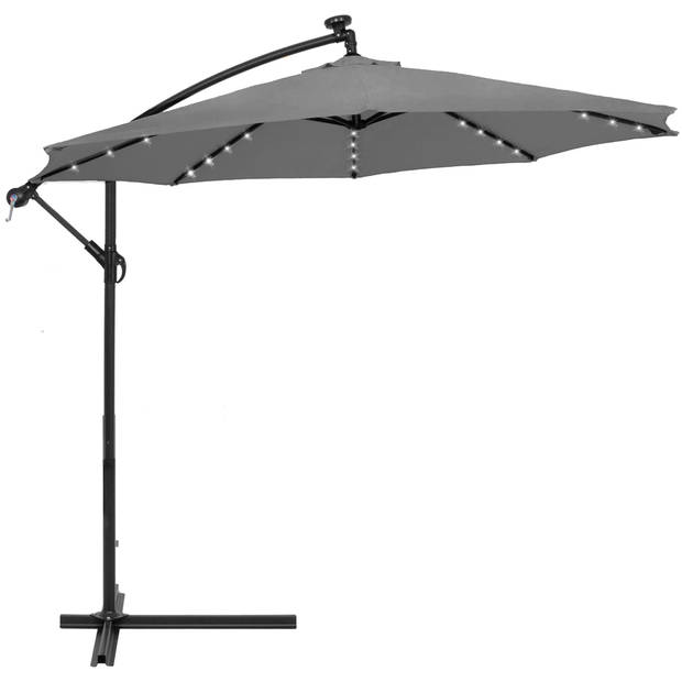 Springos Parasol LED Parasols Kantelbaar Met Ventilatie Grafiet Ø300 cm