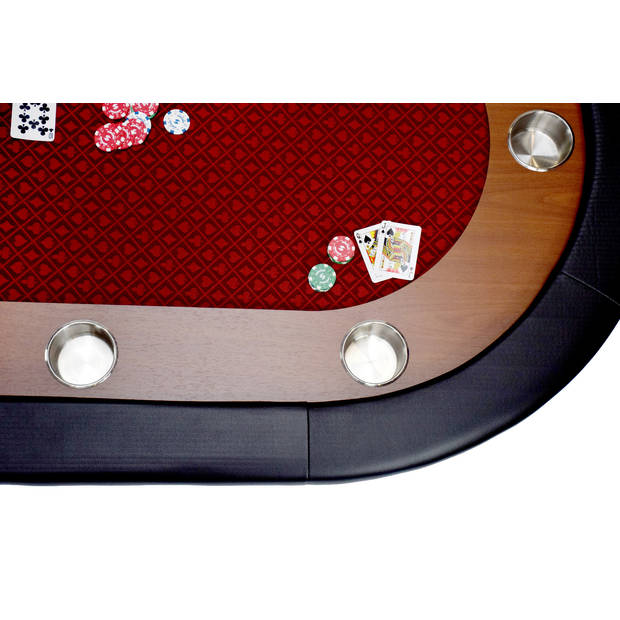 North Pokertafel Foldy 10 Personen Rood