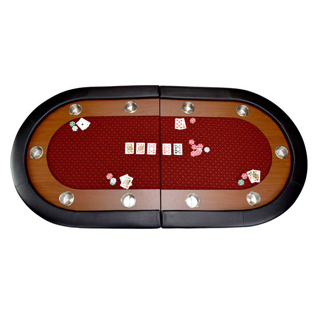 North Pokertafel Foldy 10 Personen Rood