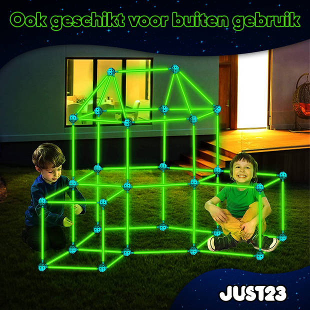 JUST23 Glow In The Dark Mega Speelgoed Bouwpakket - Fantasy Forts – Bouwspeelgoed – Bouwset – Fort & Hut Bouwen