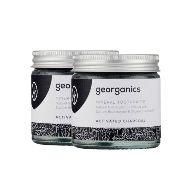 Georganics Minerale Tandpasta - Actieve Houtskool - 2 Stuks - Natuurlijke Whitening - Vegan - Zonder Fluoride