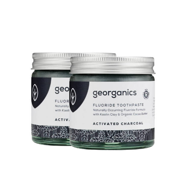 Georganics Fluoride Tandpasta - Actieve Houtskool - 2 Stuks - Whitening - Essentiële Oliën - Vegan