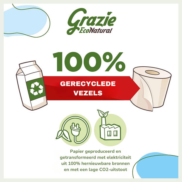 Grazie Natural Eco Toilet Paper - 112 Rolls - 3-Layer Recycled Karton - Soft - Sustainable - Strong Absorption