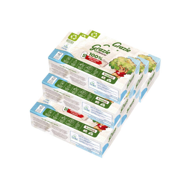 Grazie Natural - Recycled drank karton - 3-laags - 80 tissues - 6 doosjes (480 tissues)