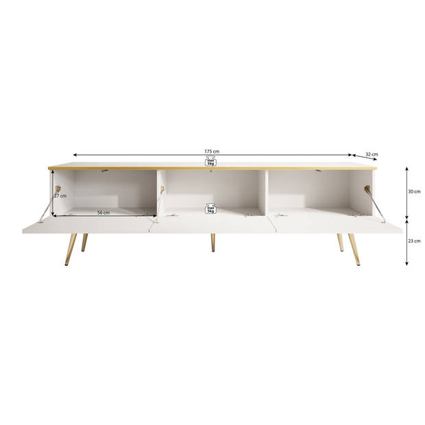 Meubella TV-Meubel Orleans - Zwart marmerlook - 175 cm - Staand