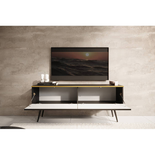 Meubella TV-Meubel Orleans - Zwart - 135 cm - Staand