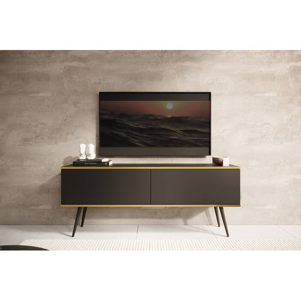 Meubella TV-Meubel Orleans - Zwart - 135 cm - Staand