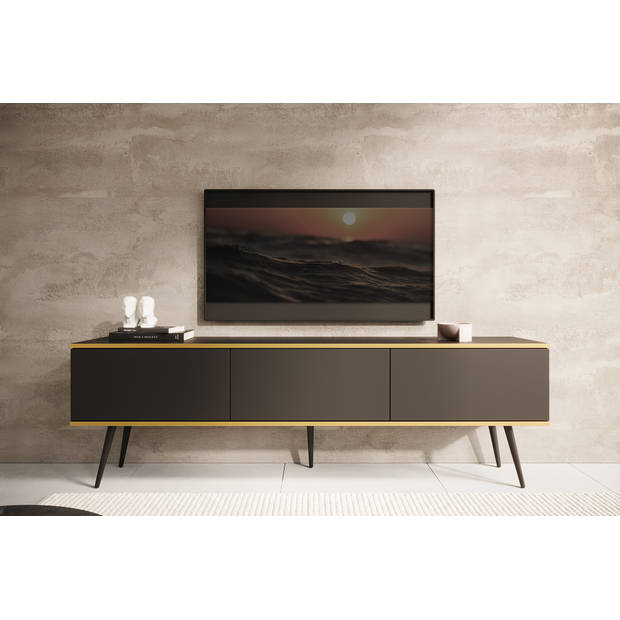 Meubella TV-Meubel Orleans - Zwart - 175 cm - Staand