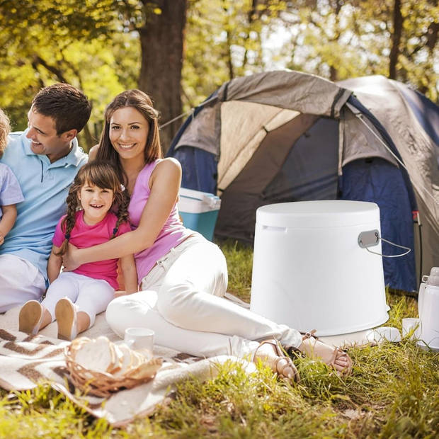 Costway Draagbaar Camping Toilet 5L - Lichtgewicht Buiten Toilet met Uitneembare Binnenemmer wit/grijs