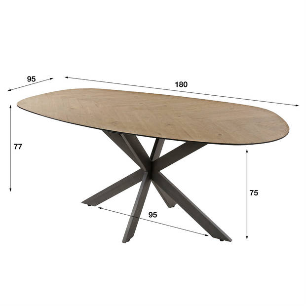 Brent eettafel 180 cm organisch - gerecycled teakhout fineer